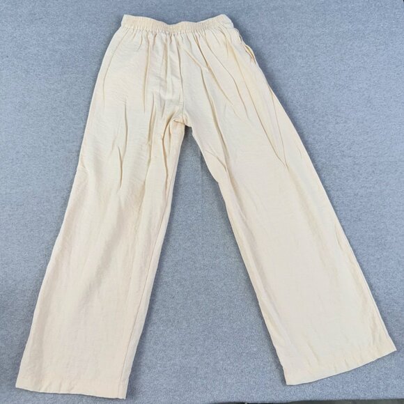 aper·cran Women’s S Small Pleated Wide-Leg Pants – Cream Rayon/Nylon Blend - Picture 2 of 9